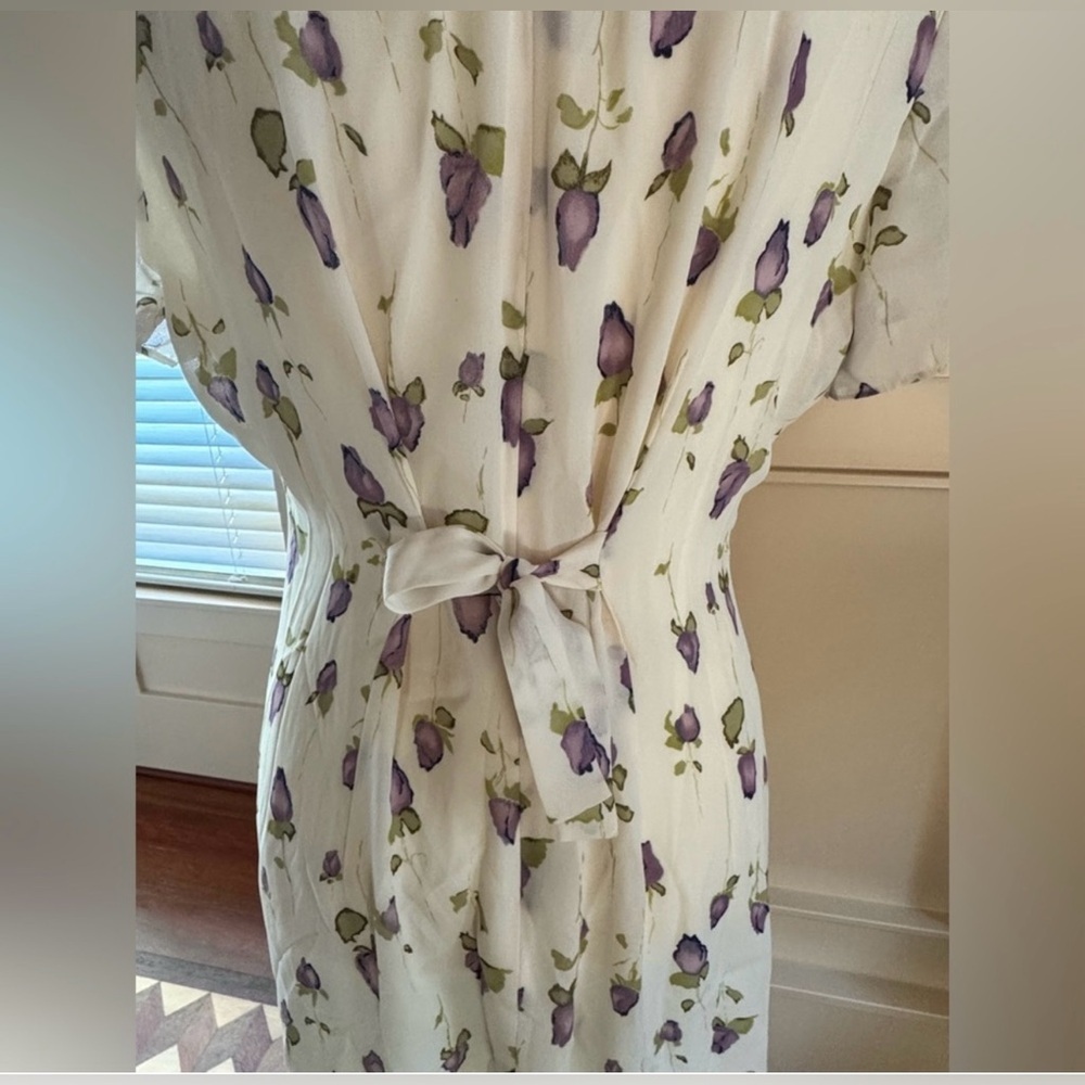 Vintage Positive Attitude Cream and Purple Floral Maxi Dress - Picture 4 of 10